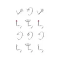 Multi-Pack CZ Screw Horseshoe and L-Bend Nose Rings 12 Pack - 20 Gauge at Spencer's