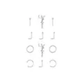 Multi-Pack CZ Titanium Butterfly Hoop L-Bend and Bone Nose Rings 12 Pack - 20 Gauge at Spencer's