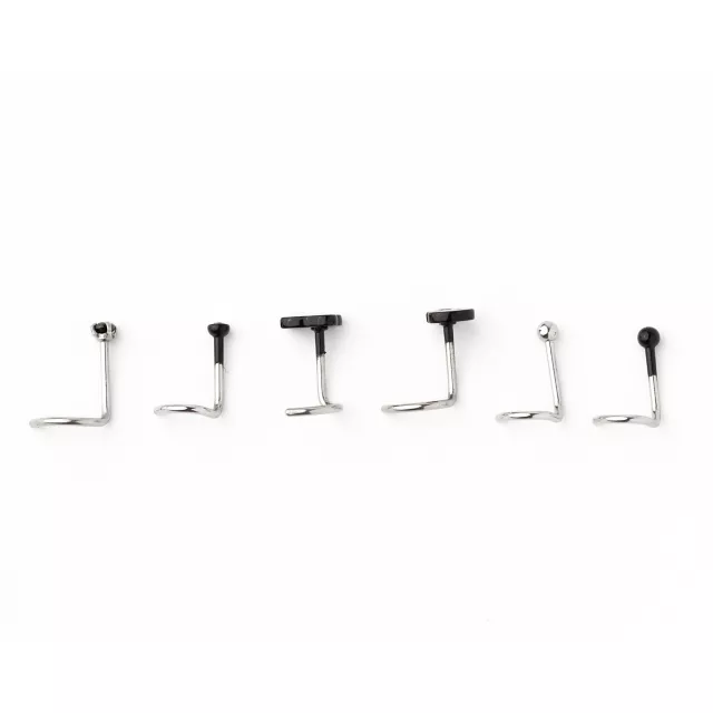 Multi-Pack CZ Tooth Skull Screw Nose Rings 6 Pack - 20 Gauge at Spencer's