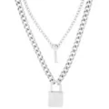 Silver 2-Row Lock and Key Necklace Set at Spencer's