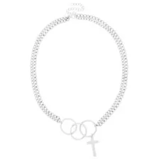 Silver O-Ring Chain Cross Necklace at Spencer's