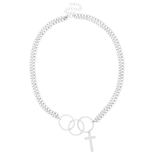 Silver O-Ring Chain Cross Necklace at Spencer's
