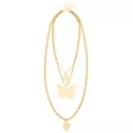 Gold 3-Row Butterfly Heart Necklace at Spencer's