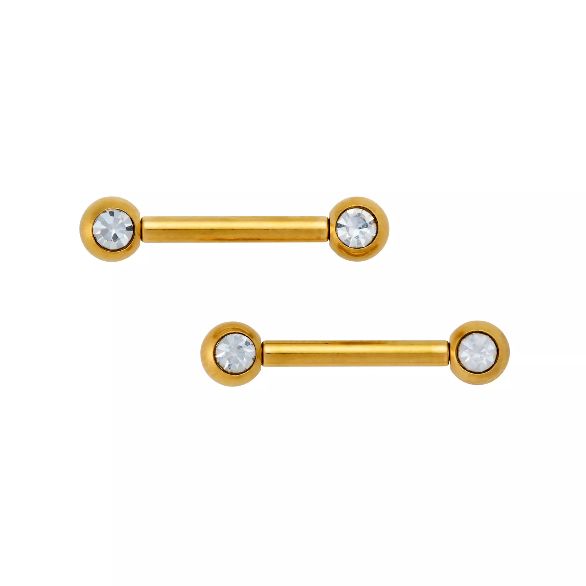Goldtone Titanium CZ Nipple Barbells - 12 Gauge