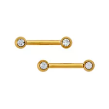 Goldtone Titanium CZ Nipple Barbells - 12 Gauge at Spencer's