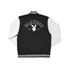 Black and White Playboy Varsity Jacket at Spencer's