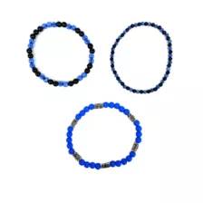 Multi-Pack Black and Blue Beaded Bracelets - 3 Pack at Spencer's