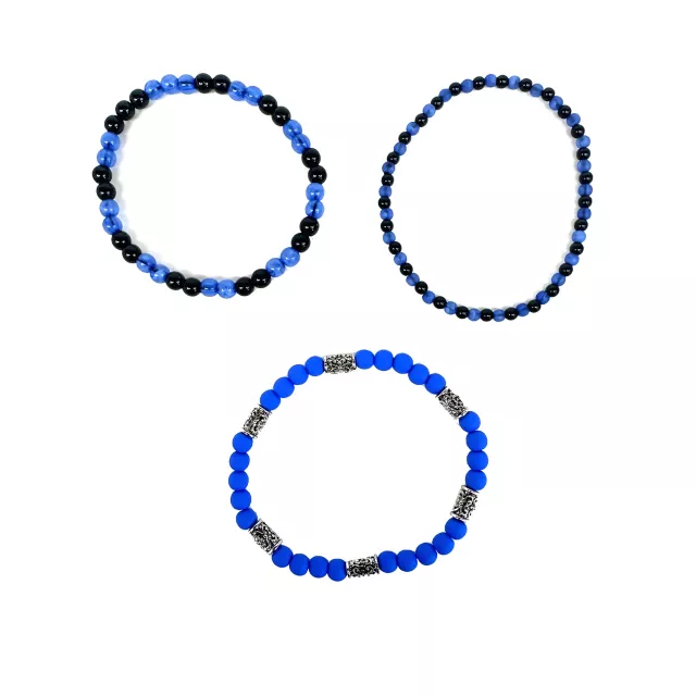 Multi-Pack Black and Blue Beaded Bracelets - 3 Pack at Spencer's