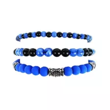 Multi-Pack Black and Blue Beaded Bracelets - 3 Pack at Spencer's