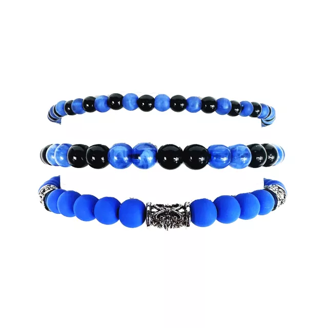 Multi-Pack Black and Blue Beaded Bracelets - 3 Pack at Spencer's