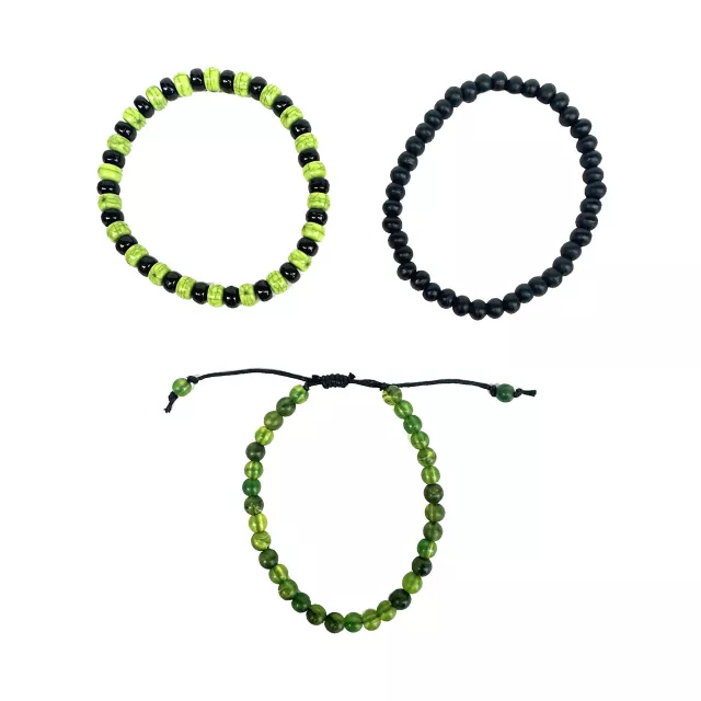 Multi-Pack Neon Green Beaded Tie Bracelets - 3 Pack at Spencer's