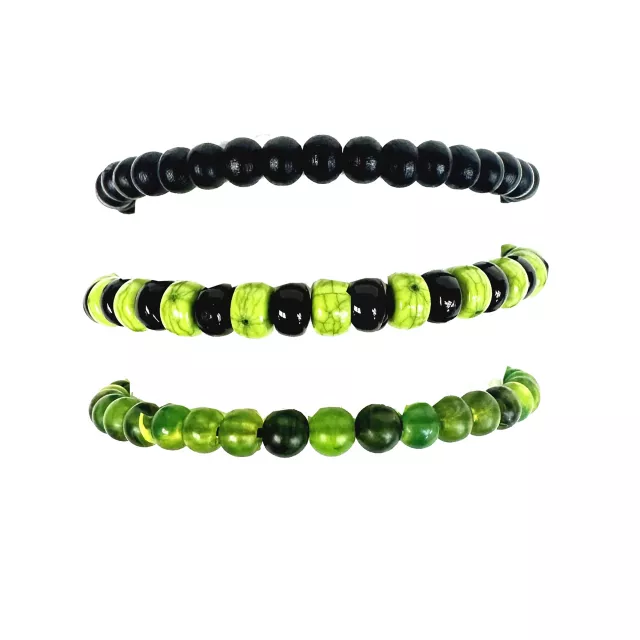 Multi-Pack Neon Green Beaded Tie Bracelets - 3 Pack at Spencer's