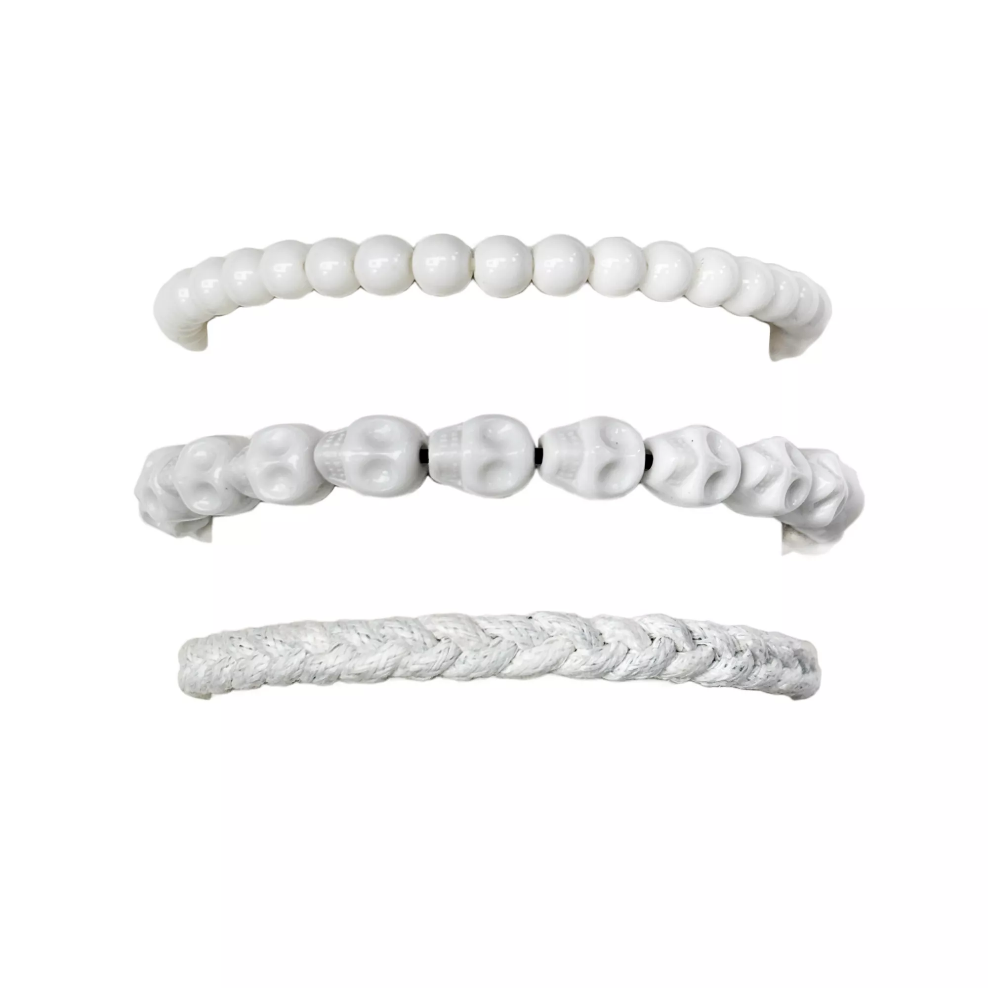 Multi-Pack White Skull Beaded Bracelets - 3 Pack at Spencer's