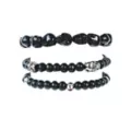 Multi-Pack Black Skull Beaded Bracelets - 3 Pack at Spencer's