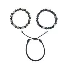 Multi-Pack Black and Hematite Beaded Bracelets - 3 Pack at Spencer's