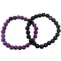 Purple Marble and Black Long Distance Beaded Bracelets - 2 Pack at Spencer's