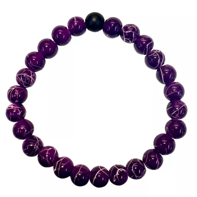 Purple Marble and Black Long Distance Beaded Bracelets - 2 Pack at Spencer's