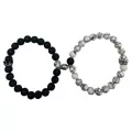 Multi-Pack Black and White Marbled Long Distance Beaded Bracelets - 2 Pack at Spencer's