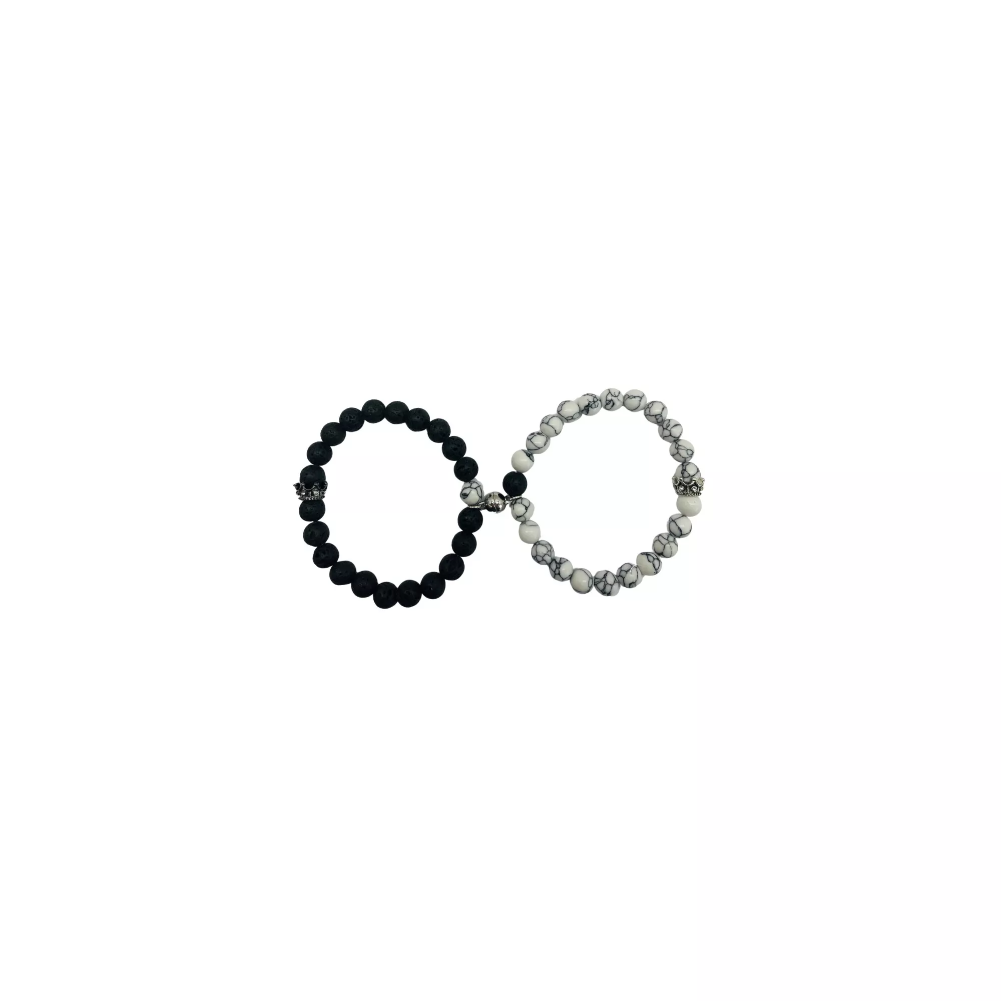 Black and White Marble Long Distance Bracelets - 2 Pack at Spencer's