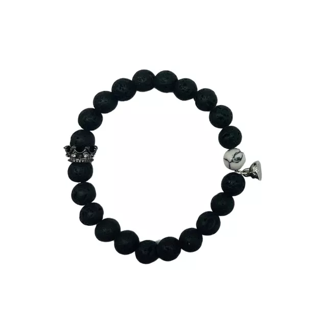 Multi-Pack Black and White Marbled Long Distance Beaded Bracelets - 2 Pack at Spencer's