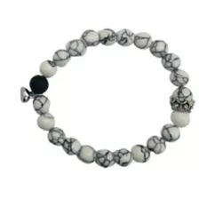 Multi-Pack Black and White Marbled Long Distance Beaded Bracelets - 2 Pack at Spencer's