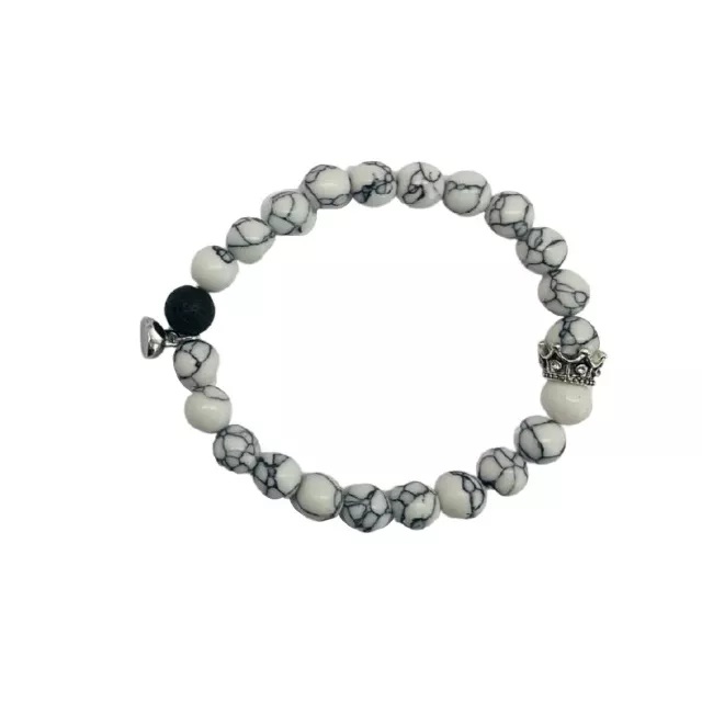 Multi-Pack Black and White Marbled Long Distance Beaded Bracelets - 2 Pack at Spencer's