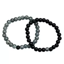 Icy Blue and Black Long Distance Beaded Bracelets – 2 Pack at Spencer's