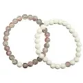 Clear Pink and White Long Distance Beaded Bracelets – 2 Pack at Spencer's