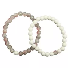 Clear Pink and White Long Distance Beaded Bracelets – 2 Pack at Spencer's