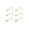 Multi-Pack CZ Titanium Gold-Tone Screw Nose Rings 6 Pack - 20 Gauge at Spencer's