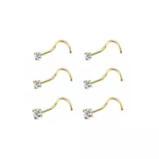 Multi-Pack CZ Titanium Gold-Tone Screw Nose Rings 6 Pack - 20 Gauge at Spencer's