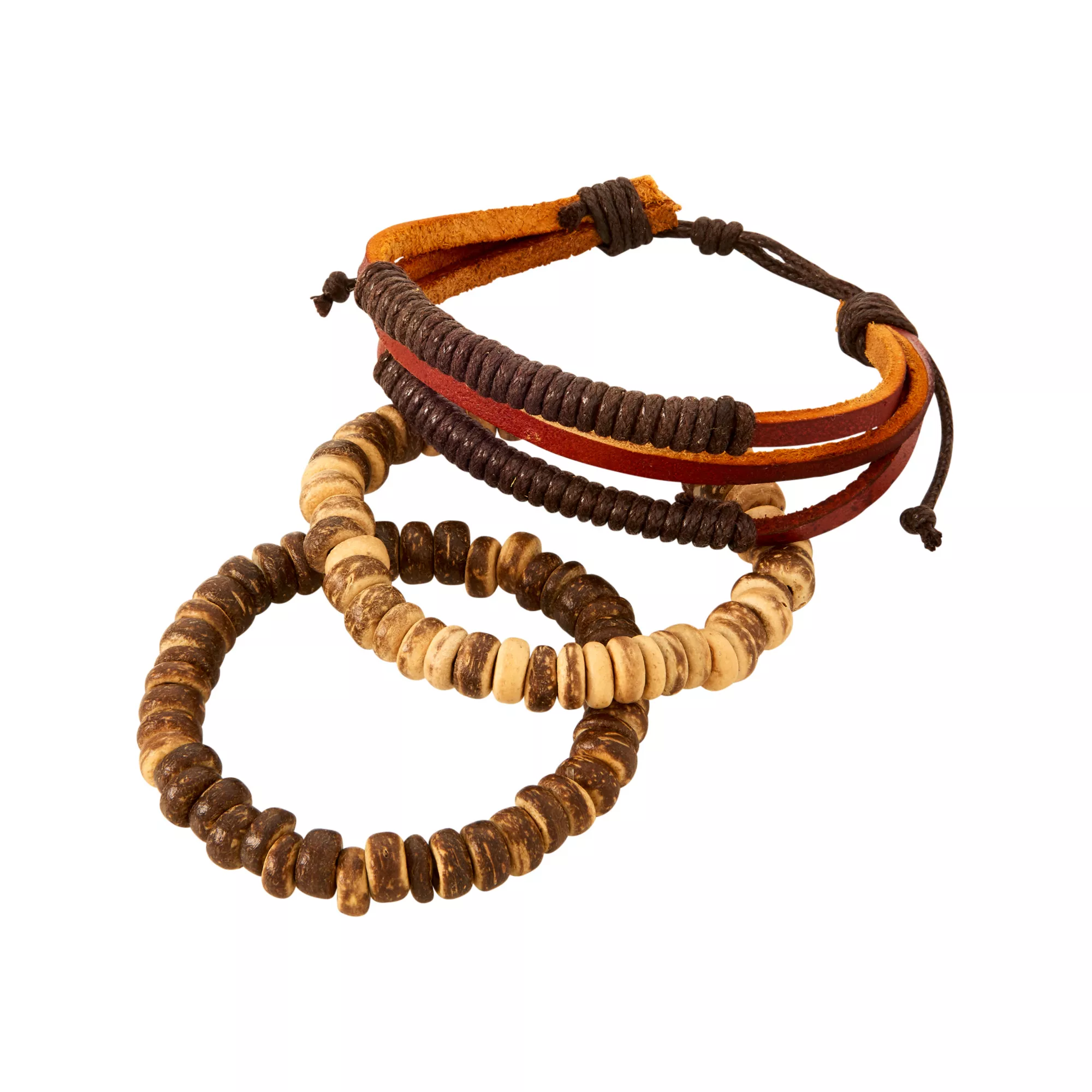 Multi-Pack Brown Beaded Rope Bracelets - 5 Pack at Spencer's
