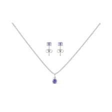 February Birthstone Necklace and Stud Earring Set at Spencer's