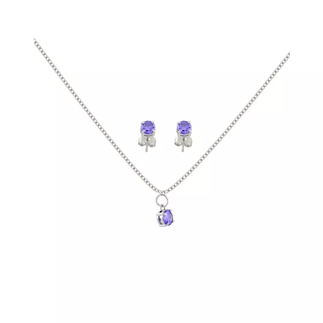 February Birthstone Necklace and Stud Earring Set at Spencer's