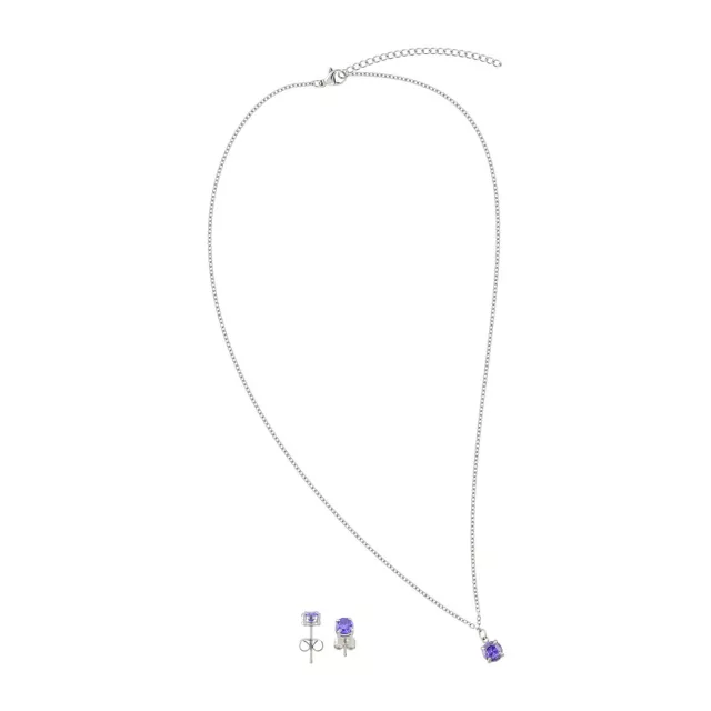 February Birthstone Necklace and Stud Earring Set at Spencer's