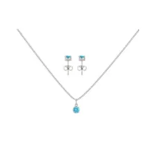 CZ March Birthstone Necklace and Stud Earring Set at Spencer's