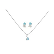 CZ March Birthstone Necklace and Stud Earring Set at Spencer's