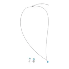 CZ March Birthstone Necklace and Stud Earring Set at Spencer's
