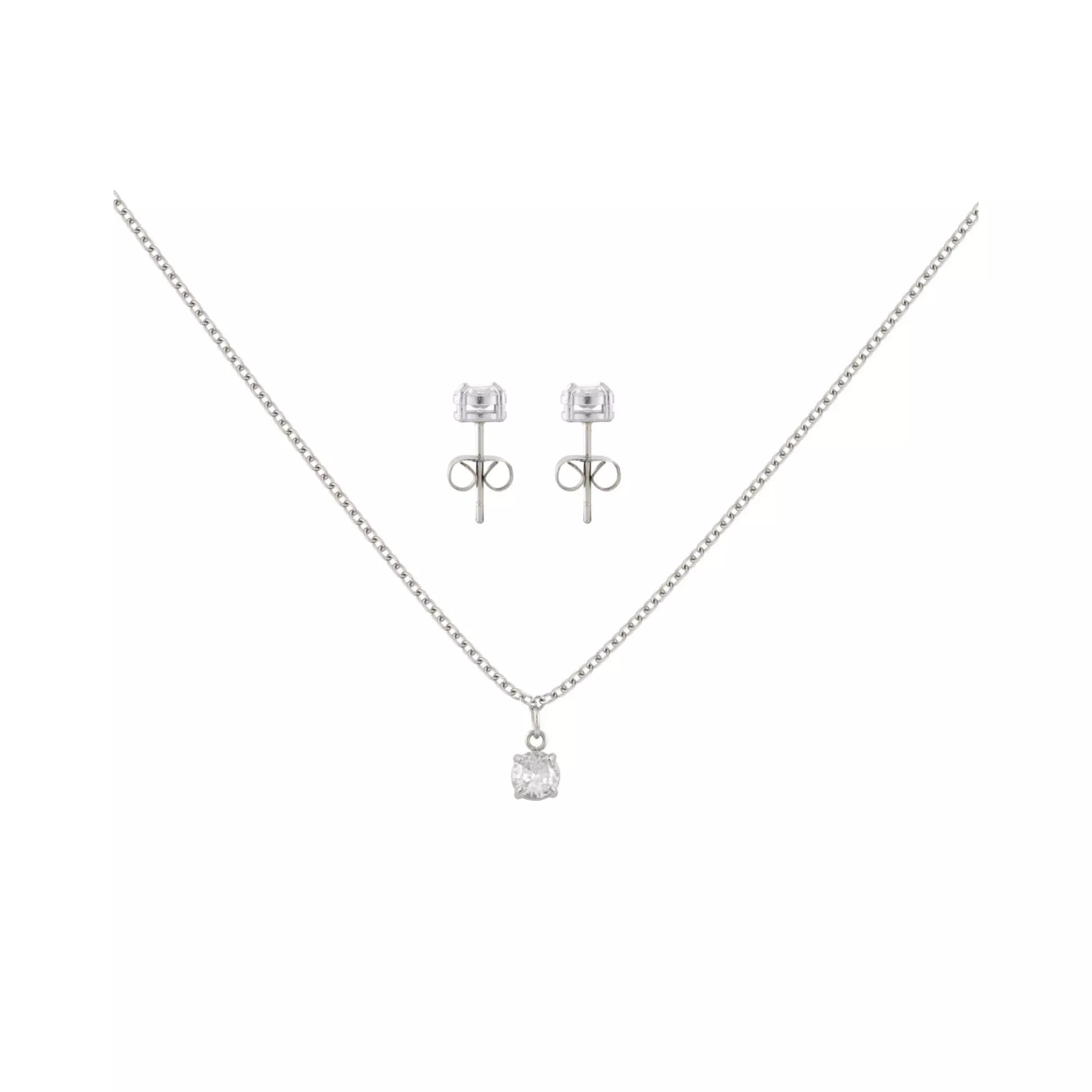 CZ April Birthstone Necklace and Stud Earring Set at Spencer's