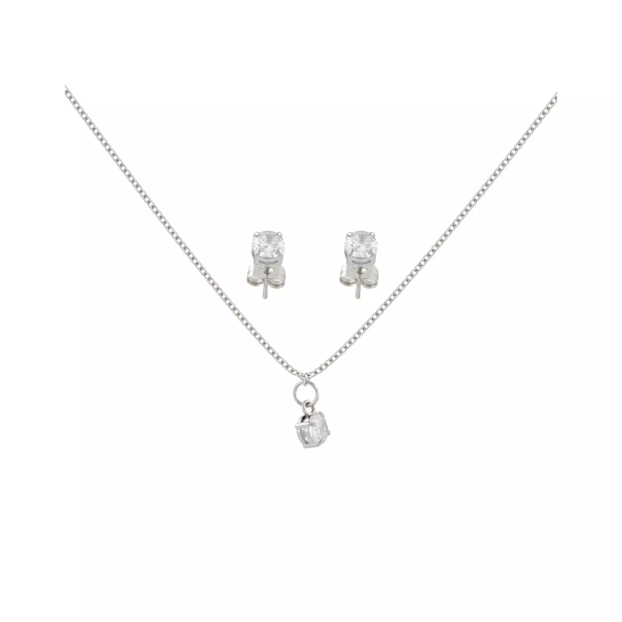 CZ April Birthstone Necklace and Stud Earring Set at Spencer's