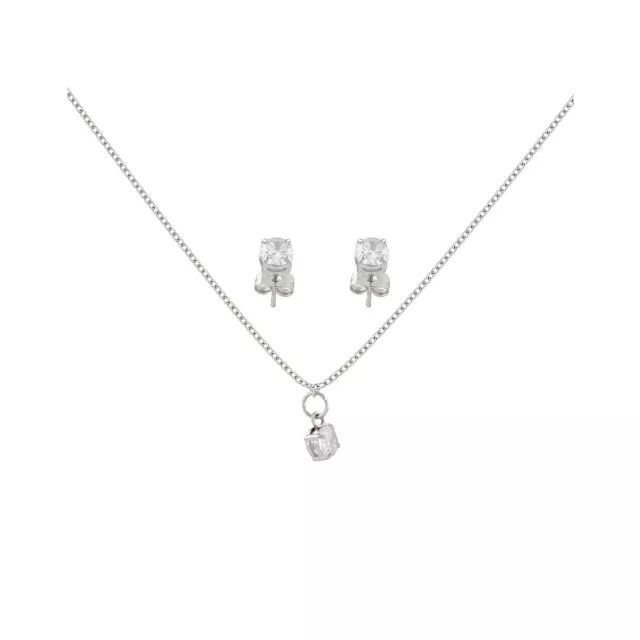 CZ April Birthstone Necklace and Stud Earring Set at Spencer's