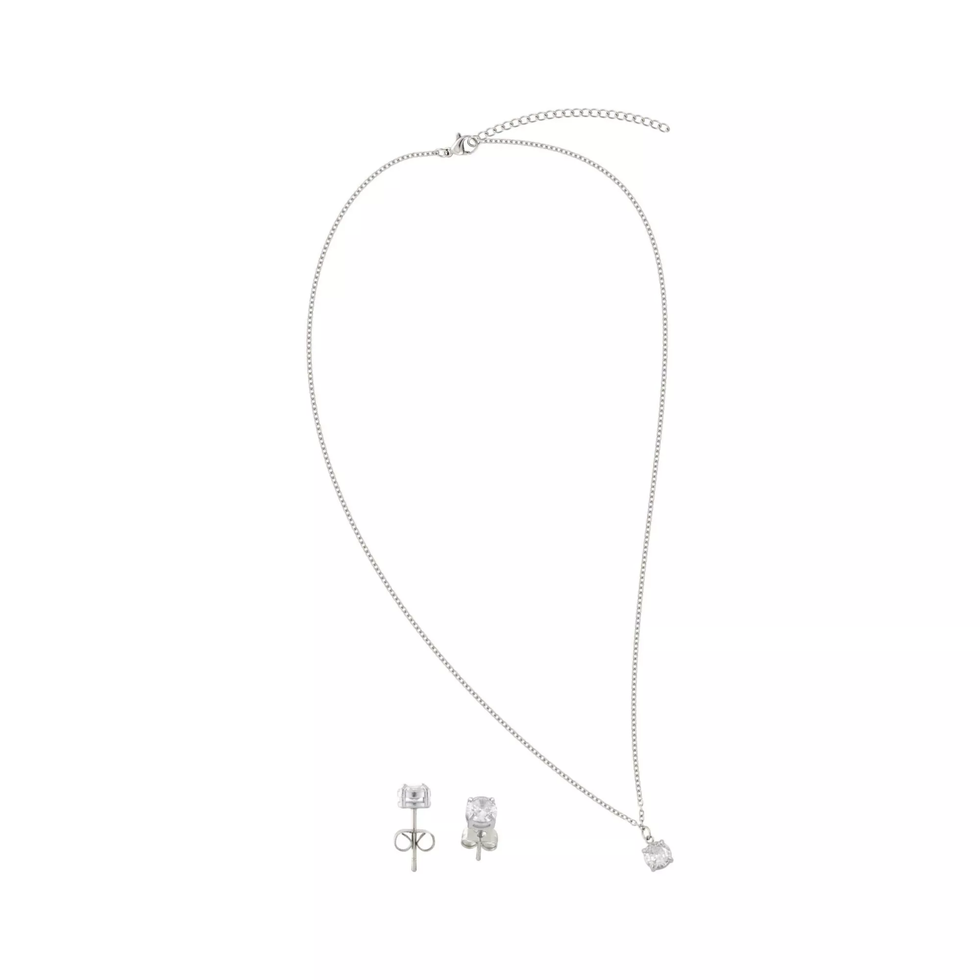 CZ April Birthstone Necklace and Stud Earring Set at Spencer's