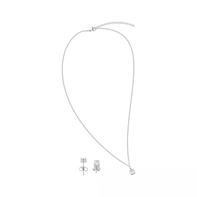 CZ April Birthstone Necklace and Stud Earring Set at Spencer's