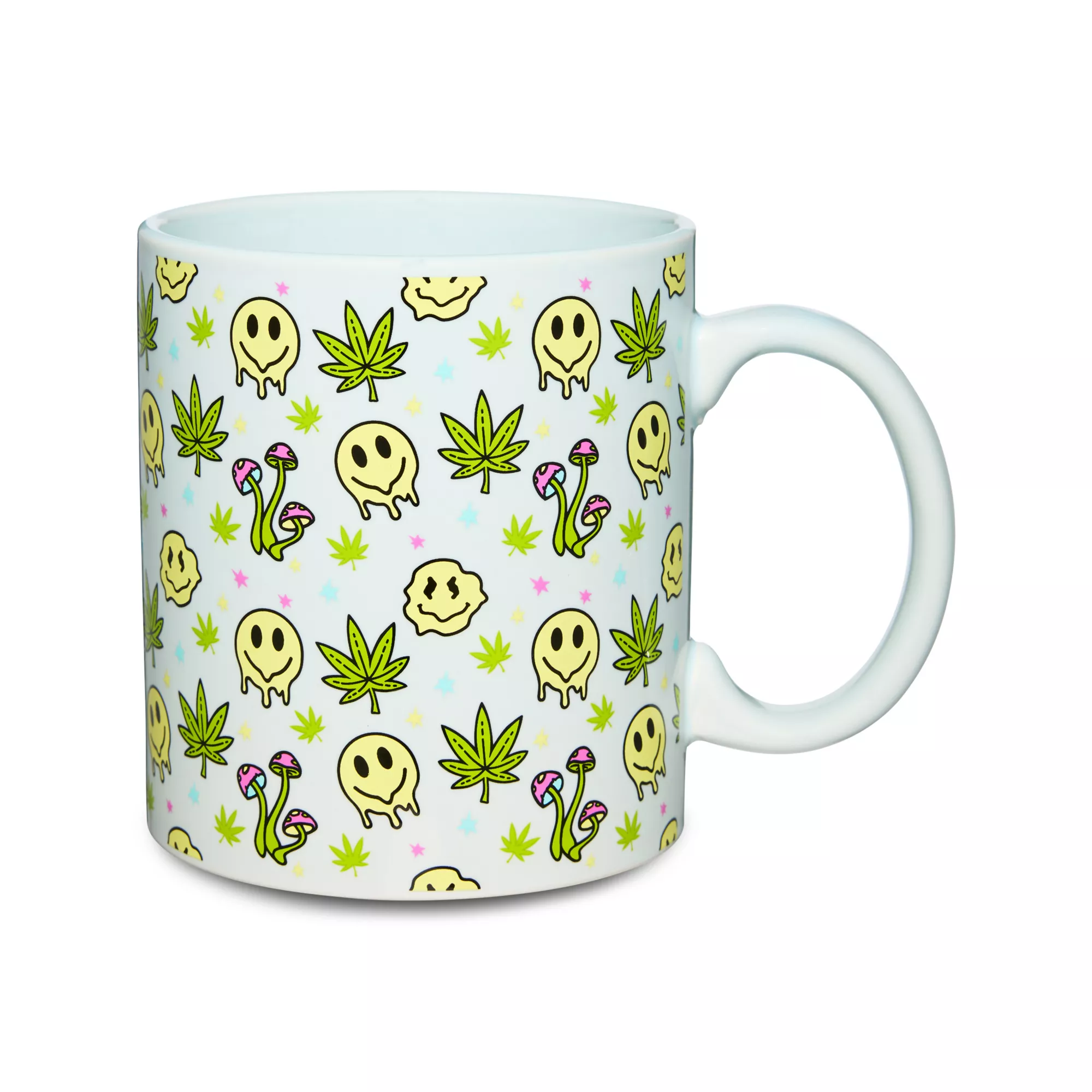 Weed Leaf Smiley Face Mushrom Coffee Mug - 20 oz. at Spencer's