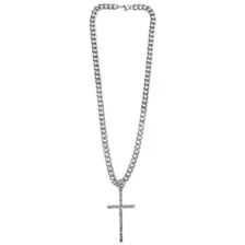 CZ Silvertone Cross Pendant Chain Necklace at Spencer's
