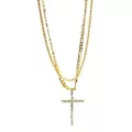CZ Goldtone Double Chain Cross Necklace at Spencer's