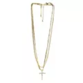 CZ Goldtone Double Chain Cross Necklace at Spencer's