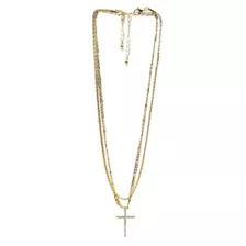 CZ Goldtone Double Chain Cross Necklace at Spencer's