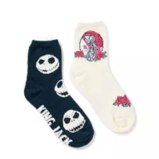 Jack and Sally Fuzzy Crew Socks 2 Pair - The Nightmare Before Christmas at Spencer's