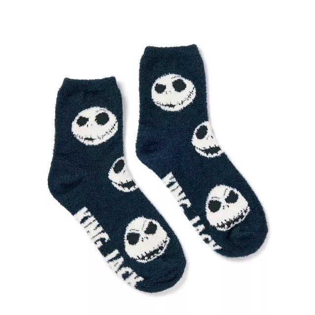 Jack and Sally Fuzzy Crew Socks 2 Pair - The Nightmare Before Christmas at Spencer's